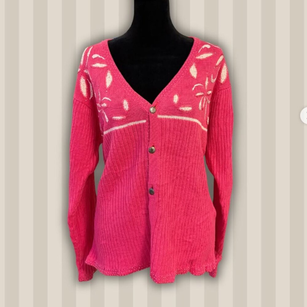 Vintage Sweater Sweater beaded knit button up